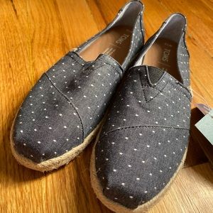 Tom’s Slip On Dark Denim with White Polka Dots